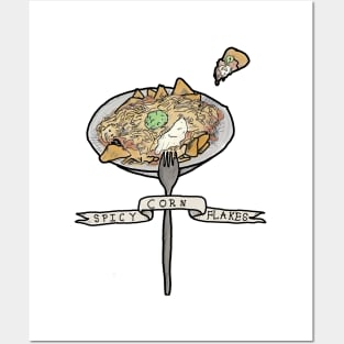 Nachos (spicy cornflakes) colored tattoo style Posters and Art